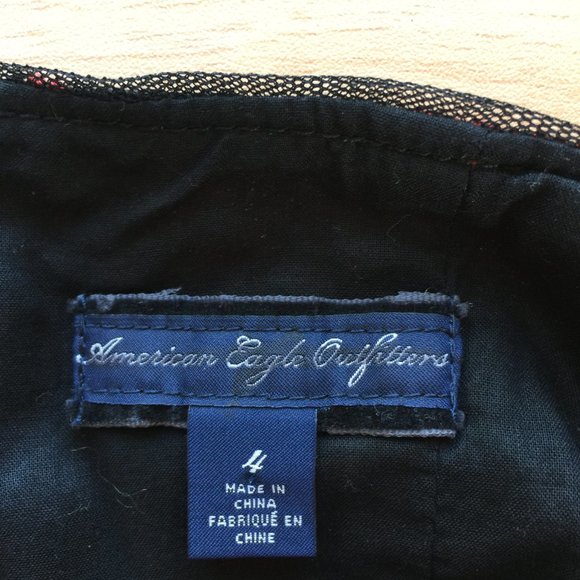 American Eagle Outfitters Black and Red Tartan and Raw Edge Tulle Dress Size 4 - Picture 3 of 5